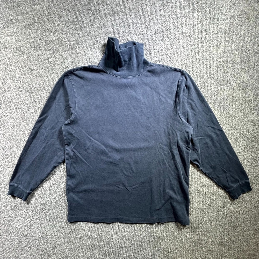 L.L.Bean T-Shirt Men's L Tall Navy Blue Long Sleeve Soft Unshrinkable Turtleneck